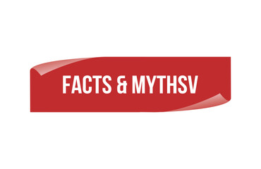 Red banner Facts & Myths isolated on white background.
