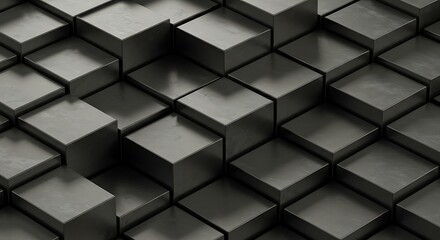 Fototapeta premium 3D abstract background of cube black and white and silver