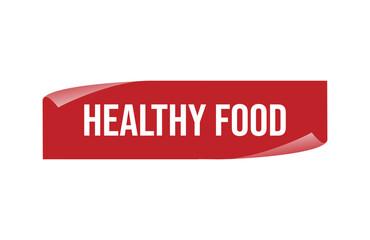 Red banner Healthy food isolated on white background.