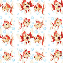 Playful Goldfish and Bubbles Pattern