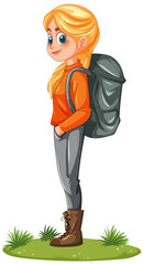 Adventurous Girl with Backpack Outdoors