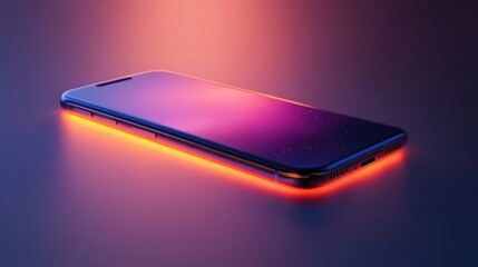 Floating sleek smartphone with curved edges and soft shadows, creating a minimalist aesthetic with copy space available for text or graphics