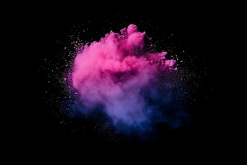 Explosion of colored powder isolated on black background