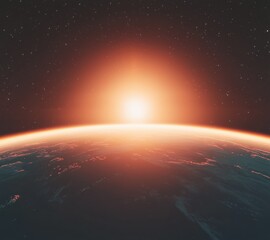 Obraz premium Stunning Sunrise Over Earth from Space with Starry Background