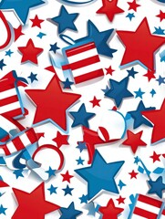Obraz premium Festive Stars and Stripes Pattern