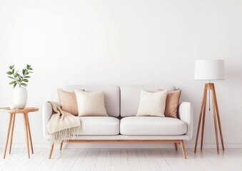 Cozy Minimalist Living Room with Stylish Sofa and Natural Accents