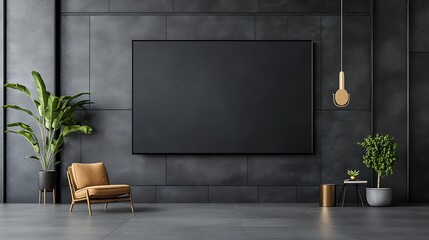 Modern Interior Design: Empty Canvas Mockup in Industrial-Style Room AI Generated