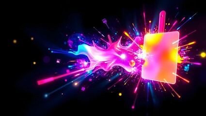 Naklejka premium background 3d Abstract Light Explosion with Geometric Shapes