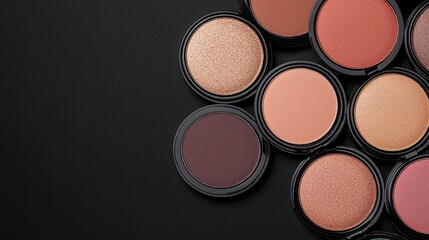 Elegant Matte Eyeshadow Display with Rich Pigments in Neat Arrangement on Dark Background