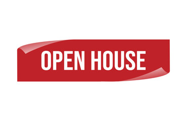 Red banner open house isolated on white background.