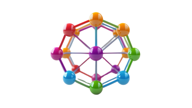 3D render of a colorful molecule isolated on white background 
