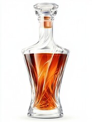 Elegant crystal decanter with rich amber liquid showcasing intricate design and luxurious appeal for refined beverage experiences