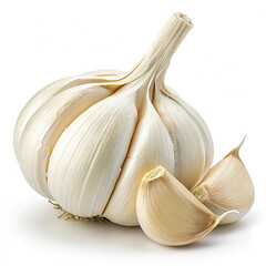 Fresh garlic bulb on wooden surface