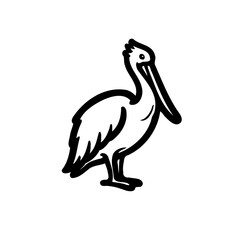 Minimalist Pelican Illustration in Black and White