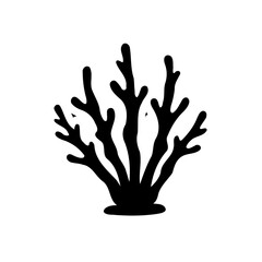 Fototapeta premium Stylized Black Coral Silhouette on White Backdrop