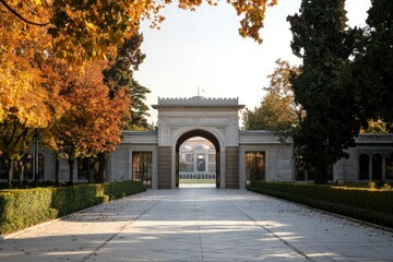 Autumnal gateway to a historic building