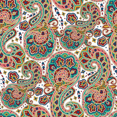 paisley seamless pattern on white background
