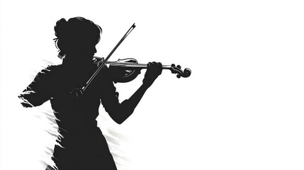 Silhouette of a woman playing violin.