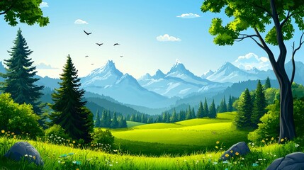 Majestic Mountain Landscape: A Serene Summer Day in Nature
