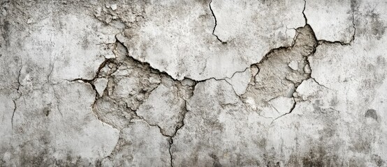 Fototapeta premium A cracked and weathered concrete wall showcasing intricate patterns and textures, reflecting age and wear.