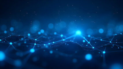 Fototapeta premium Futuristic Digital Network with Glowing Blue Connections – Artificial Intelligence, Big Data, Cloud Computing, Blockchain, Cybersecurity, Neural Networks, Internet Technology, Innovation, Global Conne