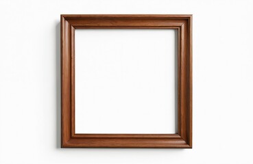 Wooden picture frame isolated on white background. Empty photo frame for artwork, photography, prints. Home decor element. Design template for digital art, wall art. Empty frame on white background.