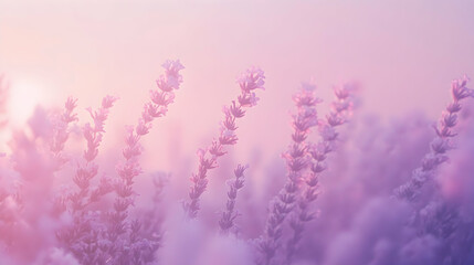Obraz premium Dreamy Lavender Flowers in Soft Pink Light