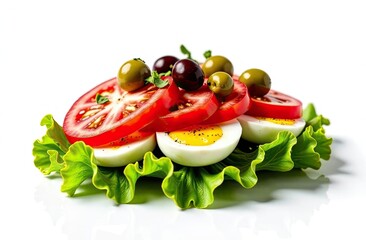 Sandwich with lettuce, boiled egg and tomatoes
