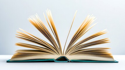 Open Book on a Table, Pages Fanning Out, Soft Lighting AI Generated