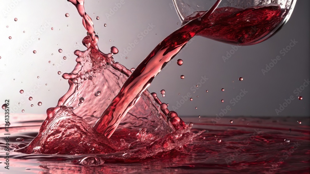 Poster a dynamic splash of red liquid creates an eye-catching scene, showcasing fluid motion and vibrant co