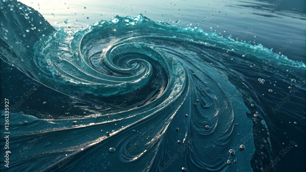 Poster A mesmerizing swirl of turquoise water, capturing dynamic movement and intricate patterns with sparkling droplets.