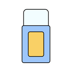 Eraser Flat design style, a blue and white eraser, symbolizing correction, learning, and stationery essentials, useful for educational and office-related graphics.