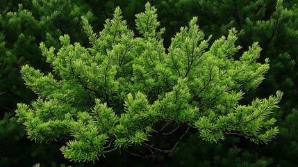 Fototapeta premium Lush Evergreen Branches in a Forest Setting: Nature Photography AI Generated