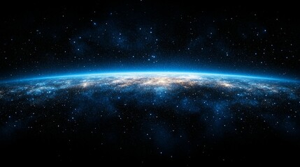 Fototapeta premium Stunning view of Earth from space, showcasing the planet's curvature and the vastness of the cosmos.