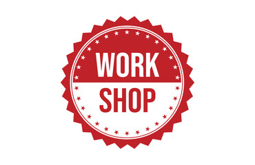 Work shop red ribbon label banner.