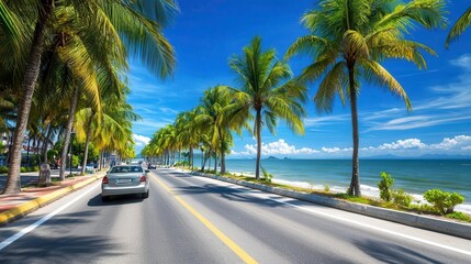 Tropical Coast Road, Palm Trees, Ocean Drive - Travel & Vacation: T.