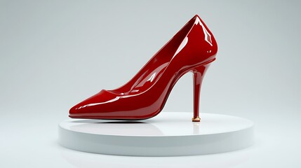 Sleek Red Patent Leather High Heel Shoe: A 3D Render AI Generated