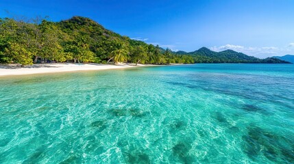 Fototapeta premium Idyllic Tropical Beach, Crystal Clear Water - Travel and Tourism: T.