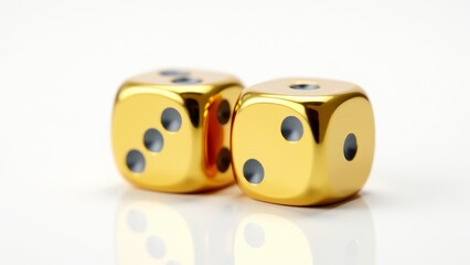 Two Golden Dice On White Surface