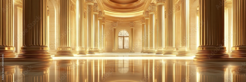 Poster grand golden columns showcase luxurious architecture of a prestigious government building with elega