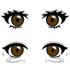 目元_開眼_差分セット_手書き_ベクター素材