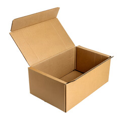 Open cardboard box isolated on transparent background
