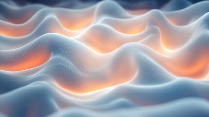 Fototapeta premium Abstract wavy forms illuminated by glowing light, digital art