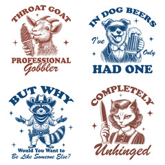 Obraz premium Sassy Retro Shirt Design Set for Humor Lovers