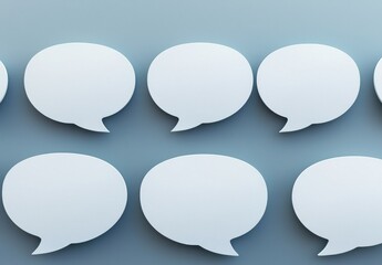 Empty Speech Bubbles on a Soft Blue Background for Communication Design