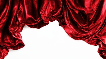 Elegant Red Velvet Curtain on White Background