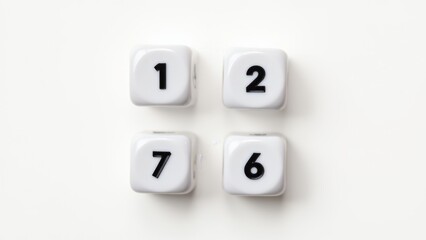 White Dice With Numbers Isolated, Overhead