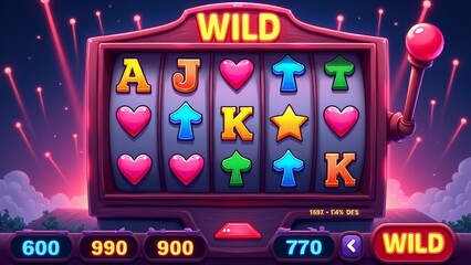 Colorful Casino Slot Machine Game, Night