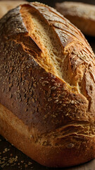 Artisan Seed Loaf Bread Rustic Crust Golden Brown Texture
