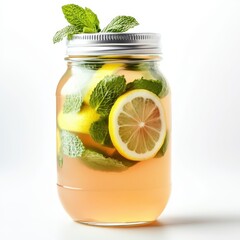Homemade Kombucha in a Transparent Mason Jar: A Refreshing Brew of Flavor and Wellness